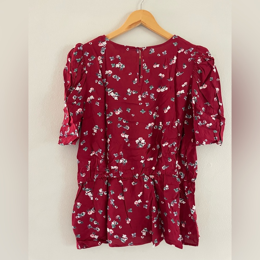 Banana Republic Factory Red & Floral Blouse - Picture 2 of 5